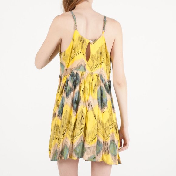 NWT SOMEDAYS LOVIN Yellow Patterned Allover Printed Dress Size XS MSRP $108 - Picture 3 of 9